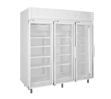 Global Refrigeration T80LGP 78'' 76.2 cu. ft. 3 Section White Glass Door Merchandiser Freezer