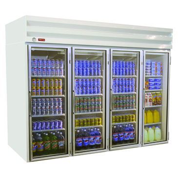 Howard-McCray GR102 103.75'' White 4 Section Swing Refrigerated Glass Door Merchandiser