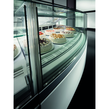 Howard-McCray KT-RVS30C-P-46-A&B KT24 Curved Pastry Display Case/Showcase  37.40"W customer side & 60.73"W on server side