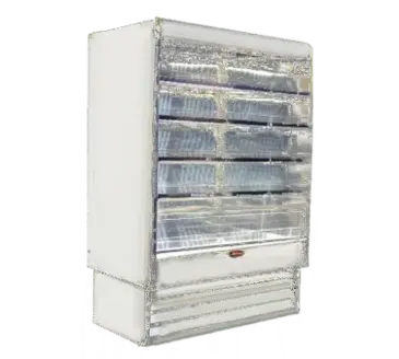 Howard-McCray R-OD35E-10-LED 123.00'' White Vertical Air Curtain Open Display Merchandiser with 4 Shelves