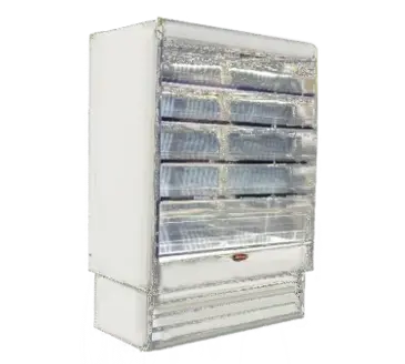 Howard-McCray R-OD35E-10L-LED 123.00'' White Vertical Air Curtain Open Display Merchandiser with 2 Shelves