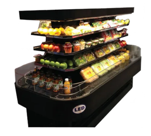 Howard-McCray R-OD42I-7-S-LED 84.00'' Stainless Steel Island Air Curtain Open Display Merchandiser with 3 Shelves
