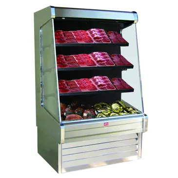 Howard-McCray R-OM30E-4-S-LED 51.00'' Stainless Steel Vertical Air Curtain Open Display Merchandiser with 3 Shelves