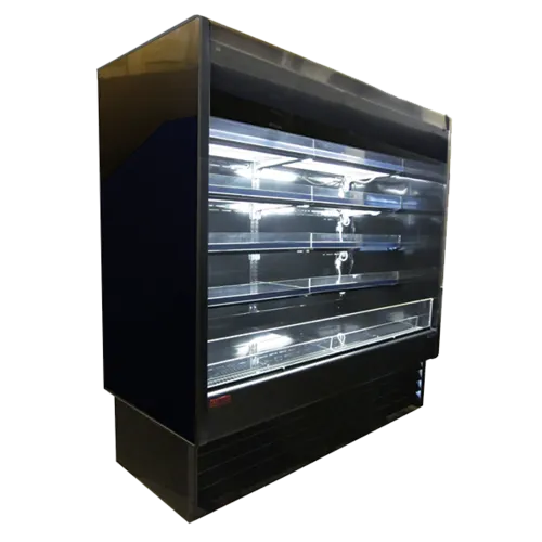 Howard-McCray SC-OD35E-6-B-LED 75.00'' Black Vertical Air Curtain Open Display Merchandiser with 4 Shelves