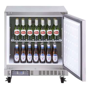 Maxx Cold MXCR27U-FBHC 27.50'' 1 Section Undercounter Refrigerator with 1 Right Hinged Solid Door and Side / Rear Breathing Compressor