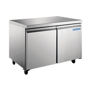 Norpole NP2F-48UC 47.00'' 2 Section Undercounter Freezer with 2 Left/Right Hinged Solid Doors and Side / Rear Breathing Compressor