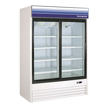 Norpole NPGR2 53.00'' White 2 Section Sliding Refrigerated Glass Door Merchandiser