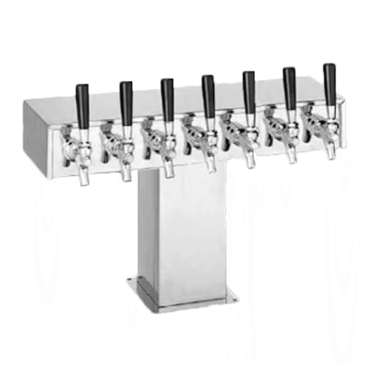 Perlick Corporation 4006S8B Wide Base Tee Draft Beer Tower, Countertop, Glycol-Cooled - 22-7/8"W x 12-15/16"H