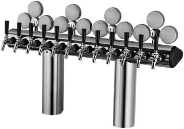 Perlick Corporation 66500P-12BPCIM Illuminated Winged Bridge Draft Beer Tower, Countertop, Glycol-Cooled - 36-3/4"W x 22-1/4"H O.A.