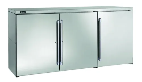 Perlick Corporation BBR72 Silver 3 Solid Door Refrigerated Back Bar Storage Cabinet, 120 Volts