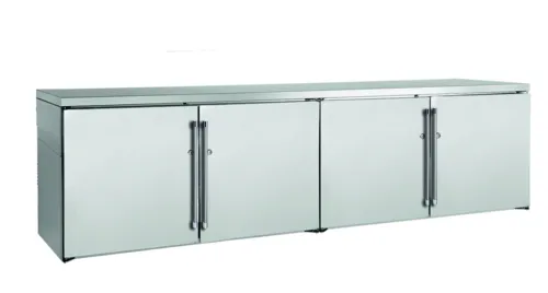 Perlick Corporation BBR96 Silver 4 Solid Door Refrigerated Back Bar Storage Cabinet, 120 Volts