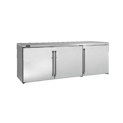 Perlick Corporation BBRLP72 Silver 3 Solid Door Refrigerated Back Bar Storage Cabinet, 120 Volts