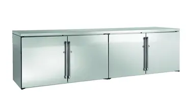 Perlick Corporation BBRLP96 Silver 4 Solid Door Refrigerated Back Bar Storage Cabinet, 120 Volts