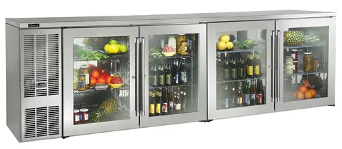 Perlick Corporation BBS108 Silver 4 Solid Door Refrigerated Back Bar Storage Cabinet, 120 Volts