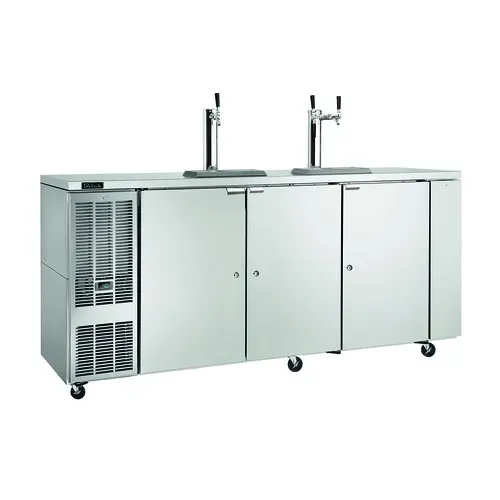 Perlick Corporation DDC92 3 Taps 1/2 Barrel Draft Beer Cooler - Stainless Steel, 4 Kegs Capacity, 120 Volts