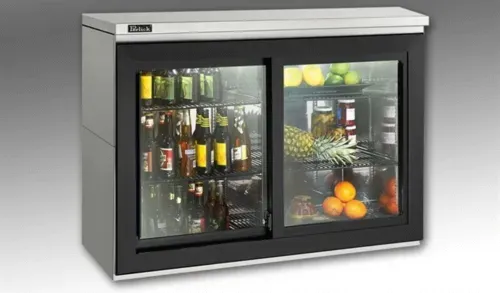 Perlick Corporation SDBR48 Silver 2 Glass Door Refrigerated Back Bar Storage Cabinet, 120 Volts