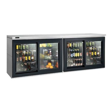 Perlick Corporation SDBR96 Silver 4 Glass Door Refrigerated Back Bar Storage Cabinet, 120 Volts