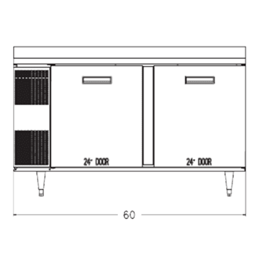 Randell 9205F-290 60.00'' 2 Door Worktop Freezer with Front Breathing Compressor - 16.21 cu. ft.