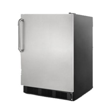 Summit Commercial FF7BKSSTB 23.63'' 1 Section Undercounter Refrigerator with 1 Right Hinged Solid Door and Front Breathing Compressor