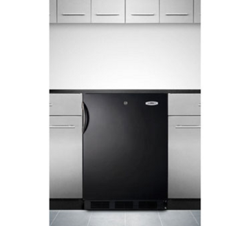 Summit Commercial FF7LBLKBIADA 23.63'' 1 Section Undercounter Refrigerator with 1 Right Hinged Solid Door and Front Breathing Compressor