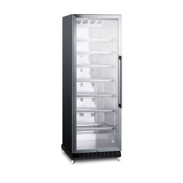 Summit Commercial SCR1401LHRI 23.63'' Black 1 Section Swing Refrigerated Glass Door Merchandiser