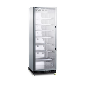 Summit Commercial SCR1401LHRICSS 23.63'' Silver 1 Section Swing Refrigerated Glass Door Merchandiser