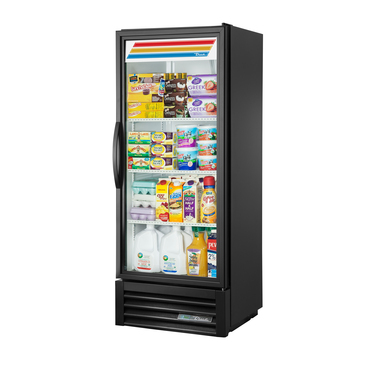 True Mfg. - General Foodservice GDM-12-HC~TSL01 24.88'' Black 1 Section Swing Refrigerated Glass Door Merchandiser
