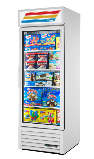 True Mfg. - General Foodservice GDM-23F-HC~TSL01 27'' 23.0 cu. ft. 1 Section Black Glass Door Merchandiser Freezer
