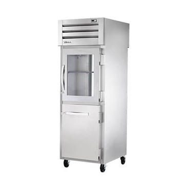 True Mfg. - General Foodservice STA1RPT-1HG/1HS-1G-HC 27.5'' 31.0 cu. ft. 1 Section Glass/Solid Half Door Pass-Thru Refrigerator