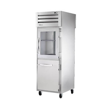 True Mfg. - General Foodservice STA1RPT-1HG/1HS-1S-HC 27.5'' 31.0 cu. ft. 1 Section Glass/Solid Half Door Pass-Thru Refrigerator