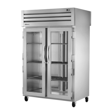 True Mfg. - General Foodservice STG2RPT-2G-2S-HC 52.63'' 56.0 cu. ft. 2 Section Glass/Solid Door Pass-Thru Refrigerator