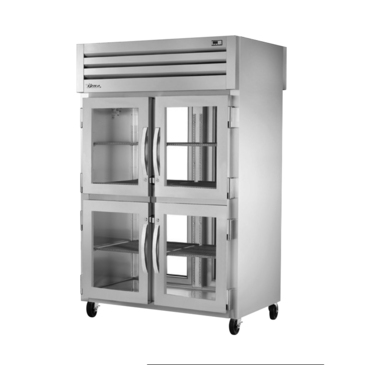 True Mfg. - General Foodservice STG2RPT-4HG-2G-HC 52.63'' 56.0 cu. ft. 2 Section Glass/Solid Half Door Pass-Thru Refrigerator