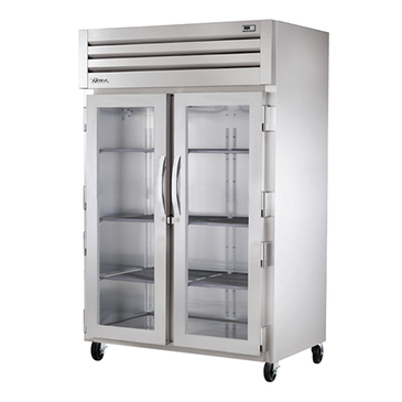 True Mfg. - General Foodservice STR2R-2G-HC 52.63'' 56 cu. ft. Top Mounted 2 Section Glass Door Reach-In Refrigerator