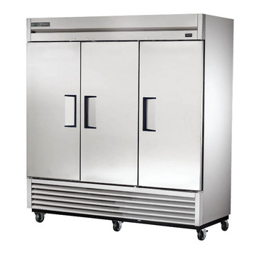 True Mfg. - General Foodservice T-72-HC 78.13'' 65.6 cu. ft. Bottom Mounted 3 Section Solid Door Reach-In Refrigerator
