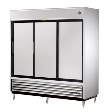 True Mfg. - General Foodservice TSD-69 78.13'' 69 cu. ft. Bottom Mounted 3 Section Solid Door Reach-In Refrigerator