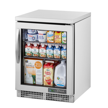 True Mfg. - General Foodservice TUC-24G-HC~FGD01 24'' 1 Section Undercounter Refrigerator with 1 Right Hinged Glass Door and Front Breathing Compressor