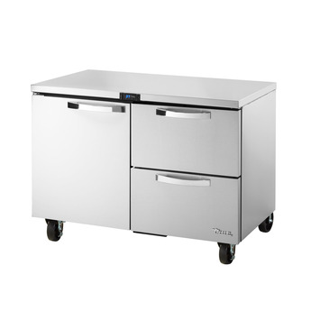 True Mfg. - General Foodservice TUC-48D-2-HC~SPEC3 48.38'' 2 Section Undercounter Refrigerator with 1 Left Hinged Solid Door 2 Drawers and Side / Rear Breathing Compressor