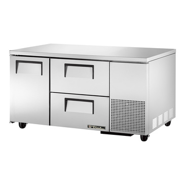 True Mfg. - General Foodservice TUC-60-32D-2-HC 60.25'' 2 Section Undercounter Refrigerator with 1 Left Hinged Solid Door 2 Drawers and Side / Rear Breathing Compressor