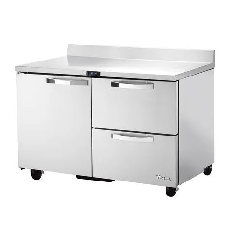 True Mfg. - General Foodservice TWT-48D-2-HC~SPEC3 48.38'' 1 Door 2 Drawer ADA Height Worktop Refrigerator with Side / Rear Breathing Compressor - 12.0 cu. ft.