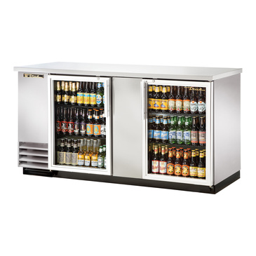 True Mfg. - General Foodservice True TBB-3G-S-HC-LD Silver 2 Glass Door Refrigerated Back Bar Storage Cabinet, 115 Volts