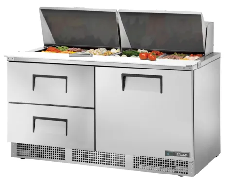 True Mfg. - General Foodservice True TFP-64-24M-D-2 64.13'' 1 Door 2 Drawer Counter Height Mega Top Refrigerated Sandwich / Salad Prep Table