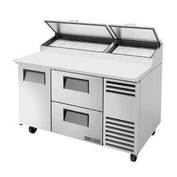 True Mfg. - General Foodservice True TPP-AT-60D-2-HC 60.25'' 1 Door 2 Drawer Counter Height Refrigerated Pizza Prep Table