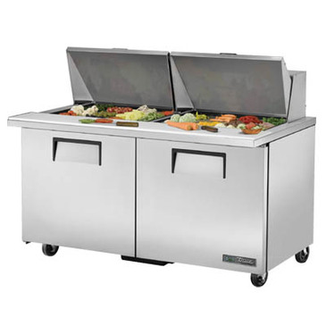 True Mfg. - General Foodservice True TSSU-60-24M-B-ST-HC 60.38'' 2 Door Counter Height Mega Top Refrigerated Sandwich / Salad Prep Table