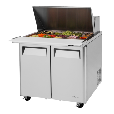 Turbo Air MST-36-15-N6 36.38'' 2 Door Counter Height Mega Top Refrigerated Sandwich / Salad Prep Table