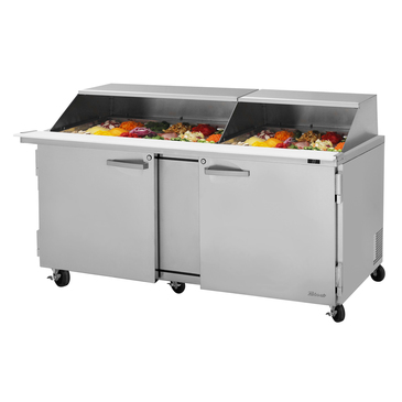 Turbo Air PST-72-30-N-SL 72.63'' 2 Door Counter Height Mega Top Refrigerated Sandwich / Salad Prep Table