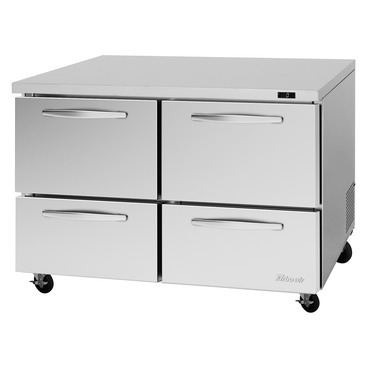 Turbo Air PUF-48-D4-N 48.25'' 2 Section Undercounter Freezer with Solid 4 Drawers and Side / Rear Breathing Compressor