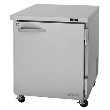 Turbo Air PUR-28-N 27.5'' 1 Section Undercounter Refrigerator with 1 Right Hinged Solid Door and Side / Rear Breathing Compressor