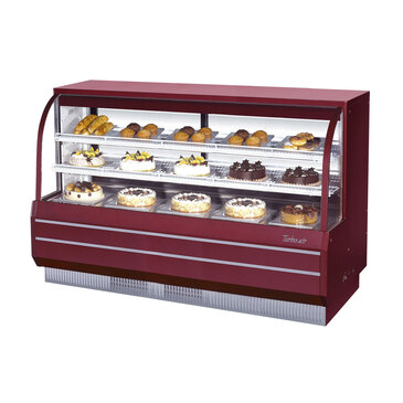 Turbo Air TCGB-72-R-N 72.5'' 23.2 cu. ft. Curved Glass Wine Refrigerated Bakery Display Case with 2 Shelves