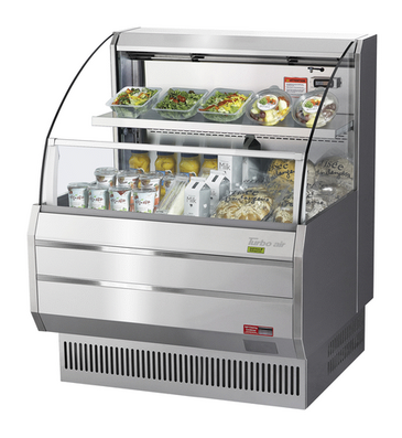 Turbo Air TOM-30LS-N 28'' Stainless Steel Horizontal Air Curtain Open Display Merchandiser with 1 Shef