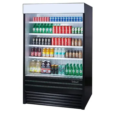 Turbo Air TOM-48EB-N 48'' Black Vertical Air Curtain Open Display Merchandiser with 4 Shelves